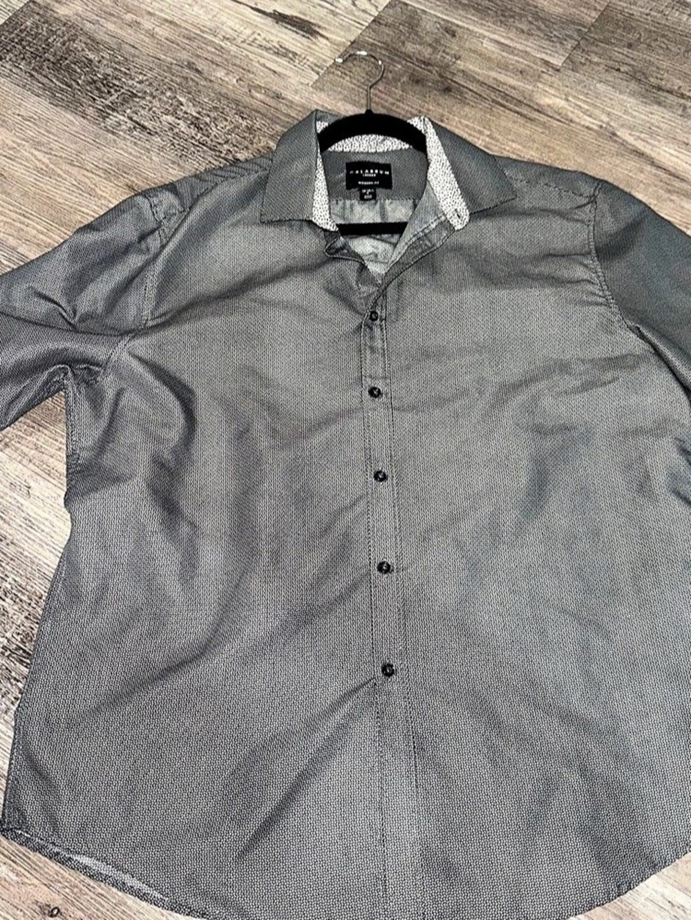 Calabrum Modern Fit Men's Geometric Button Down Gray Size 16-16 1/2 Like New